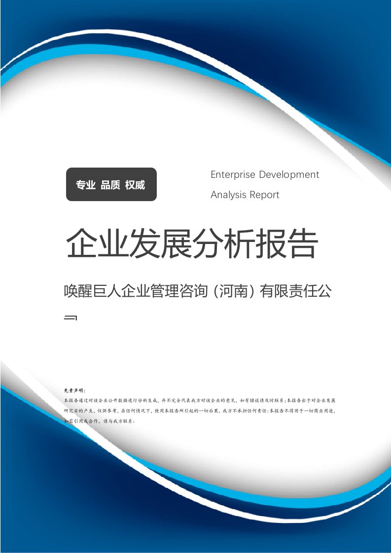 喚醒巨人企業(yè)管理咨詢（河南）有限責任公司發(fā)展分析與營銷策劃報告